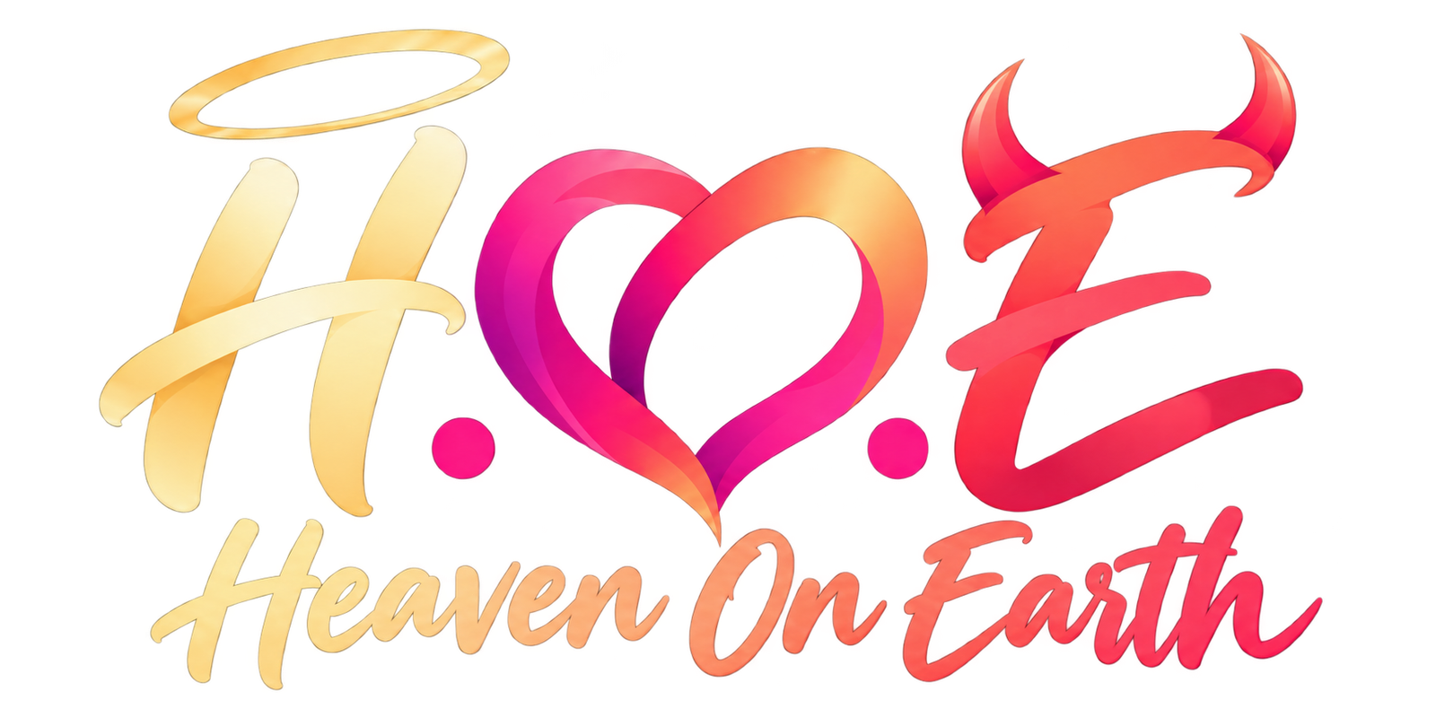 Heaven On Earth — angel halo, heart and devil horns